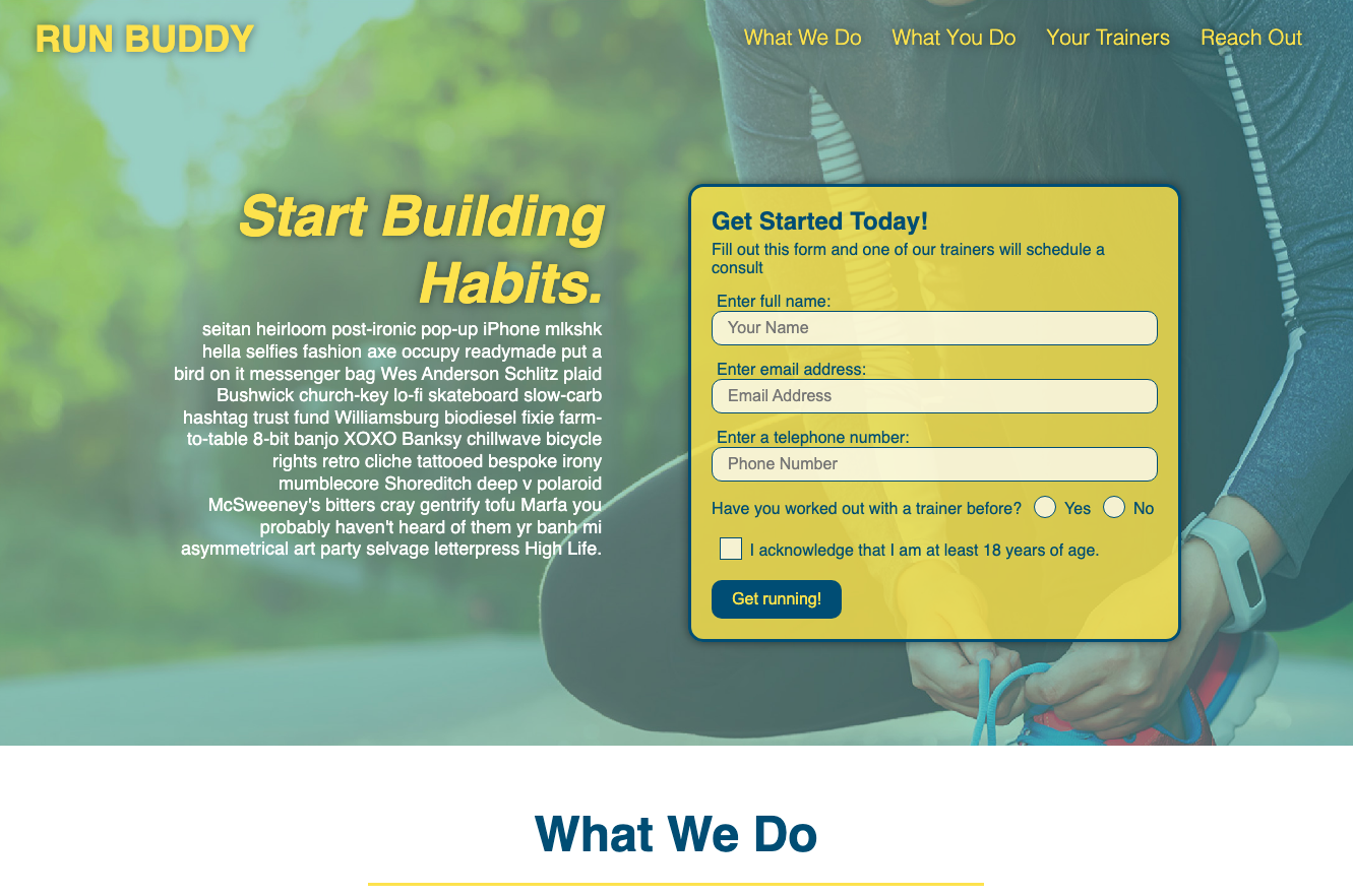 a screenshot of the Run Buddy landing page